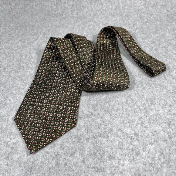 Polo Ralph Lauren Tie Mens Green Paisley Silk Made In USA Hand Made Neckwear NEW - Picture 3 of 13